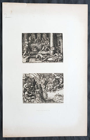 1870 Amand-Durand after Heinrich Aldegrever Antique Print - Parable of Lararus
