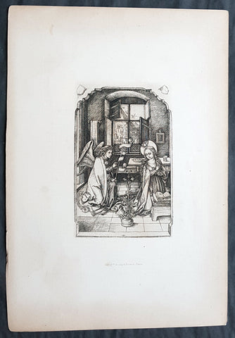1870 Amand-Durand after Van Leyden Antique Print The Annunciation to Virgin Mary