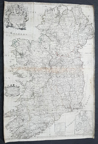 1712 John Senex Large Original Antique Map of Ireland