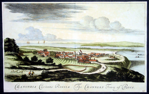 1693 Slezer Antique Print Fortrose View of Ross-shire, Scotland