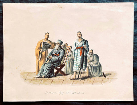 1818 C J McLeod Antique Print of Chief & Attendants of Ryukyu Isles of Japan