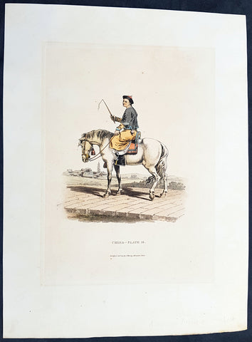 1814 William Alexander Antique Print of Chinese Mandarin Servant on Horseback