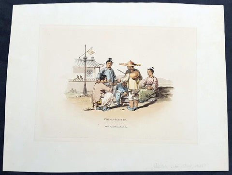 1814 William Alexander Antique Print of Chinese Family Eating a Meal