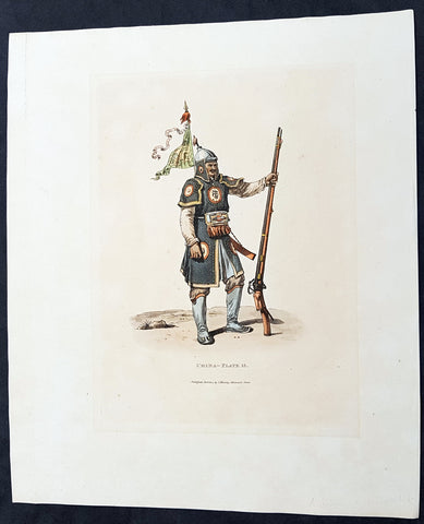 1814 William Alexander Antique Print of a Chinese Soldier with Matchlock Rifle