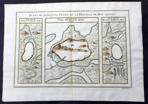 1755 Prevost Antique Map of Wuhan in Hubei, China - Huangzhou & Hoang-Tcheou-Fou