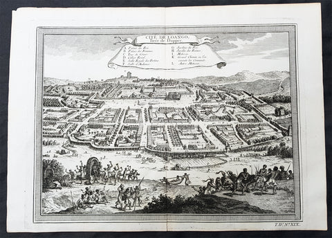 1755 Prevost & Schley Antique Print City View of Mbanza Loango West Congo Africa
