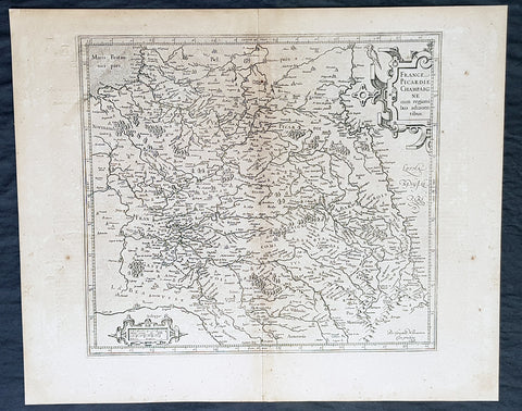 1628 Gerard Mercator & Henricus Hondius Antique Map the Picardy Region of France