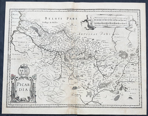 1628 Jan Jansson Antique Map of the Picardy or Picardie Region of France
