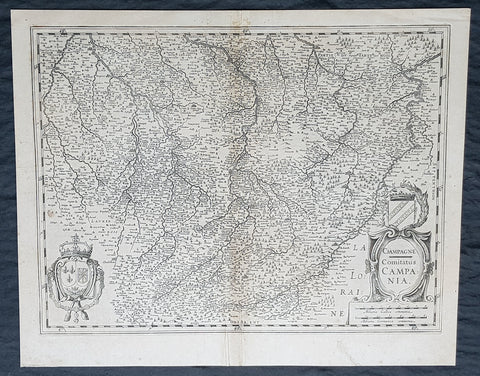 1628 Gerard Mercator & Henricus Hondius Antique Map, Champagne Region of France