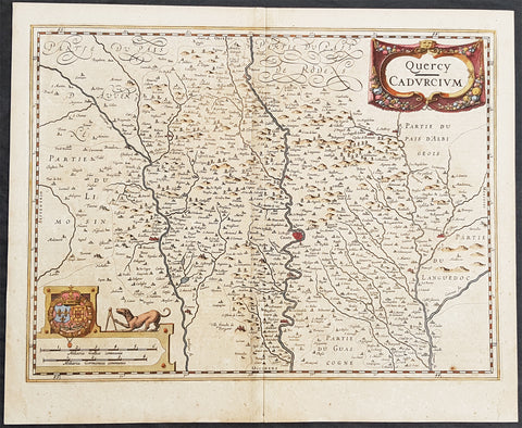 1628 Henricus Hondius Antique Map The Province of Quercy, Lot, Cahors, SW France