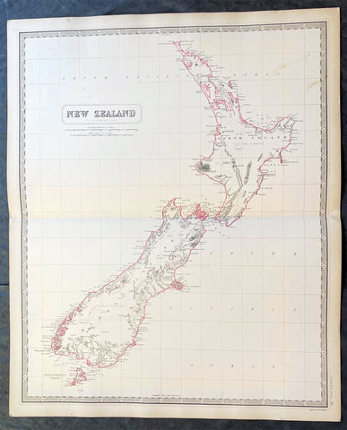 1856 A K Johnston Large Antique Map of New Zealand