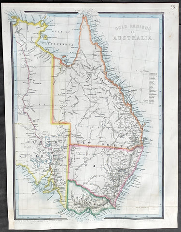 1855 James Wyld Scarce Antique Map of Australian Early Goldfields