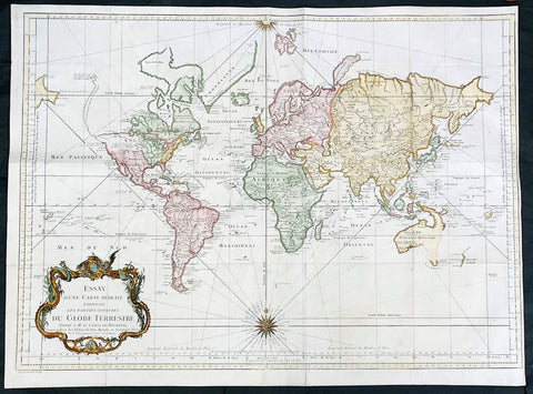 1748 J N Bellin Large Antique World Map on Mercators Projection - 27007