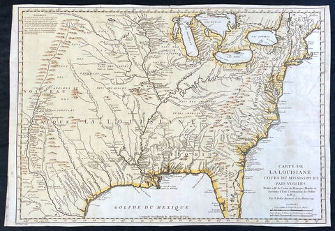 1744 Bellin & de Maurepas Large Antique Map North America Colonial United States