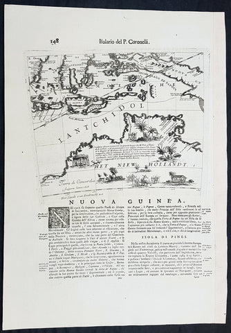 1692 Vincenzo Coronelli Antique Globe Gore Rare Map of Australia, Indonesia