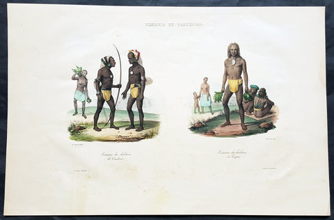 1836 D Urville & Sainson Antique Print of Vanikoro & Tikopia Islands, Solomon Isands