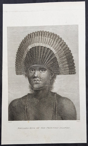 1784 Capt Cook Antique Print The King of the Tongan Islands, Fatafehi Paulaho