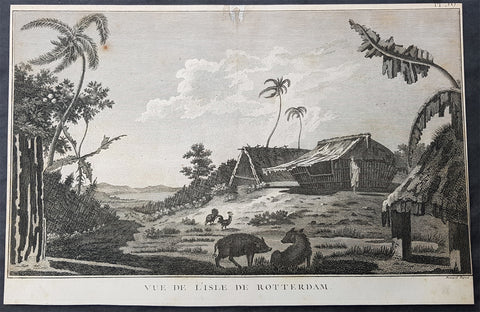 1778 Capt Cook Antique Print View of Island of Nomuka, Haapai isles Tonga, 1773