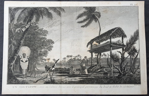 1778 Capt Cook Antique Print of Manao tupapau or Spirit Watching in Tahiti, 1773