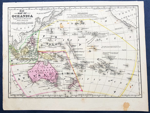 1839 Samuel Augustus Mitchell Antique Map of New Holland, New Zealand & Oceania