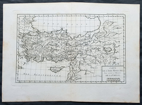 1769 J B D Anville Original Antique Map of Turkey, Cyprus, Asia Minor, Syria