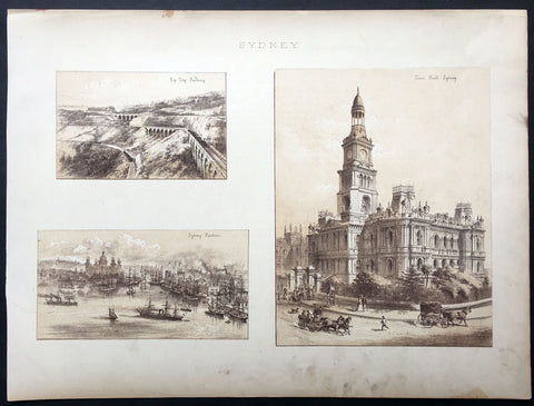 1888 Large Antique Print Views of Sydney Australia