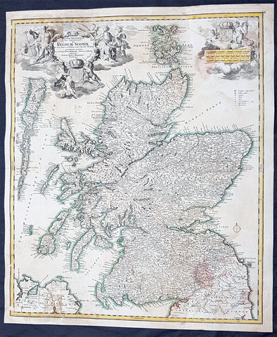 1720 JB Homann Large Antique Map of Scotland