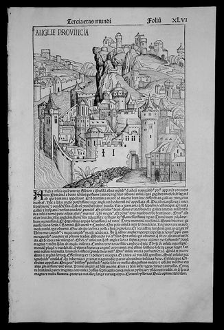 1493 Schedel Antique Pictorial View of England - London - Anglie Provincia