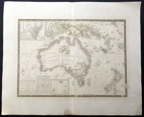 1826 (1834) Brue Large Antique Map of Australia and New Zealand