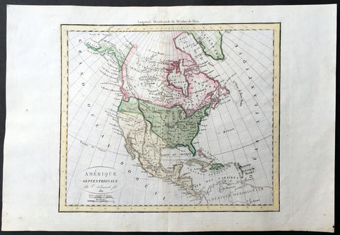 1811 Delamarche Antique Map of North America, Russian Alaska