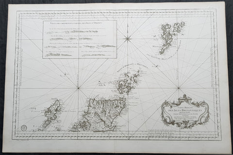 1757 Bellin Large Antique Map of Scotland, Orkneys, Shetlands, Lewis & Harris