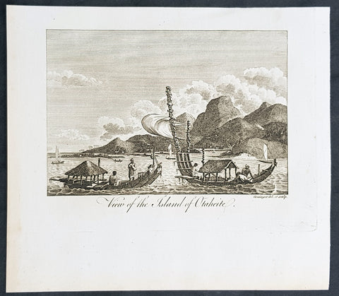 1787 Bankes Antique Print View of the Islands of Tahiti - Cooks 3rd Voyage, 1777