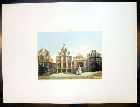 1849 Fairbairn Large Folio Antique Print of Old Tombs High Church Yard, Glasgow