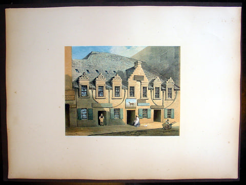 1849 Fairnbiarn Large Antique Print of Mansion Stockwell Street Glasgow Scotland