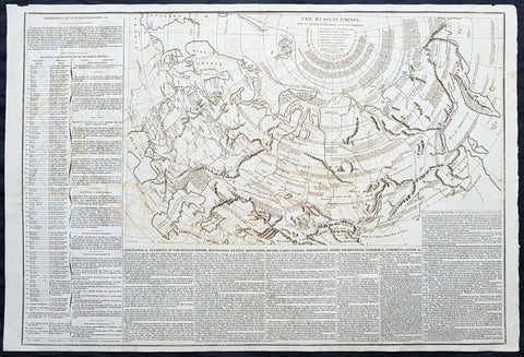 1812 Las Cases Large Original Antique Map of The Russian Empire, English Text