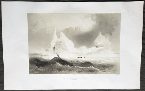 1842 D Urville & Le Breton Antique Print of Antarctica Adélie Land, January 1840