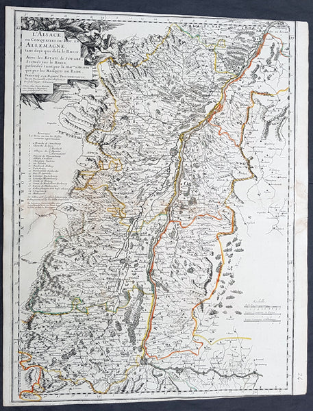 フランスアンティーク　MAP 1666 Nicolas Sanson Large Antique Map of the Alsace Region