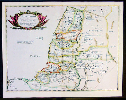 1650 Sanson Large Antique Map of the Holy Land - 12 Tribes of Israel