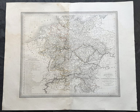 1824 Louis Vivien Large Antique Map of the Confederation of German States