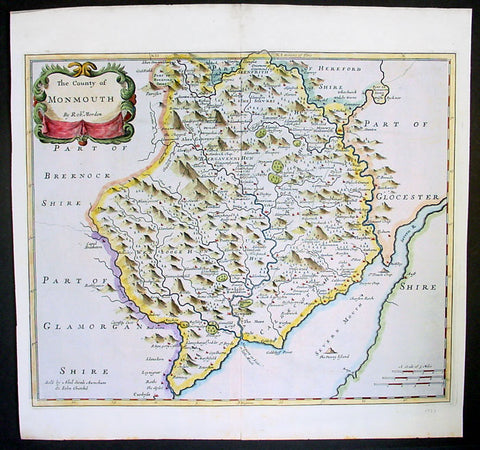 1695 Morden Antique Map The Welsh County of Monmouth
