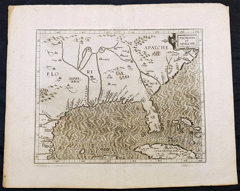 1597 Cornelis Wytfliet Early Antique Map of Florida, Louisiana, North America