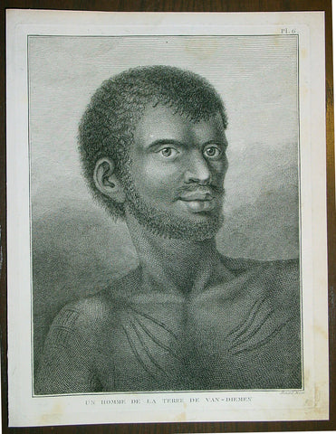 1785 Capt. Cook Antique Print Aboriginal Man of Bruny Island, Tasmania in 1777