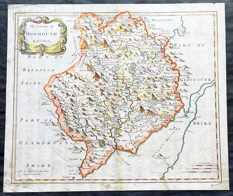 1695 Morden Antique Map The Welsh County of Monmouth