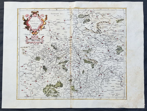 1589 Gerard Mercator Original 1st Ed. Antique Map of German State of Hesse