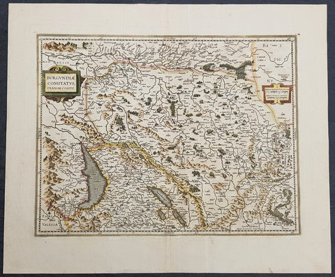 1628 Jan Jansson Antique Map Free County of Burgundy, Franche Comté de Bourgogne, France