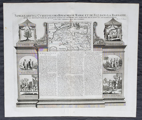 1719 Chatelain Large Antique Map of Barbary Coast, North Africa Morocco to Libya