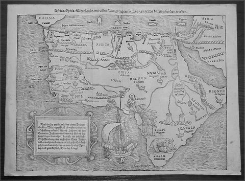 1560 Sebastian Munster Antique Map of Africa