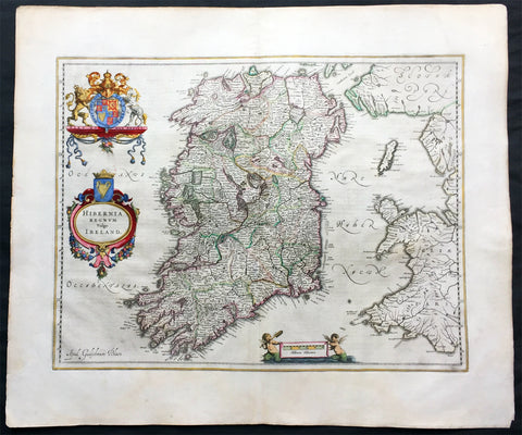 1646 Joan Blaeu Antique Map of Ireland - Hibernia Regnum