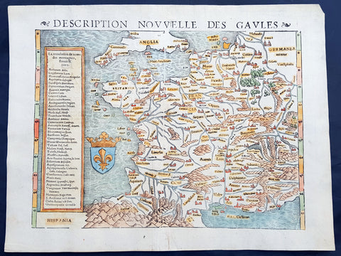 1545 Sebastian Munster Antique Map of France