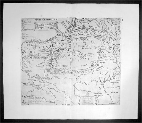 1647 Olivarius Vredius Antique Map of Roman Europe Flanders, Germany, France